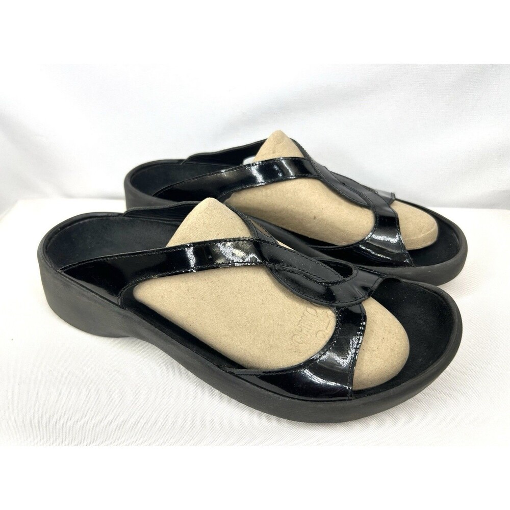 Birkenstock Tatami Sandals Black Patent Wedge Leather Straps Size 11